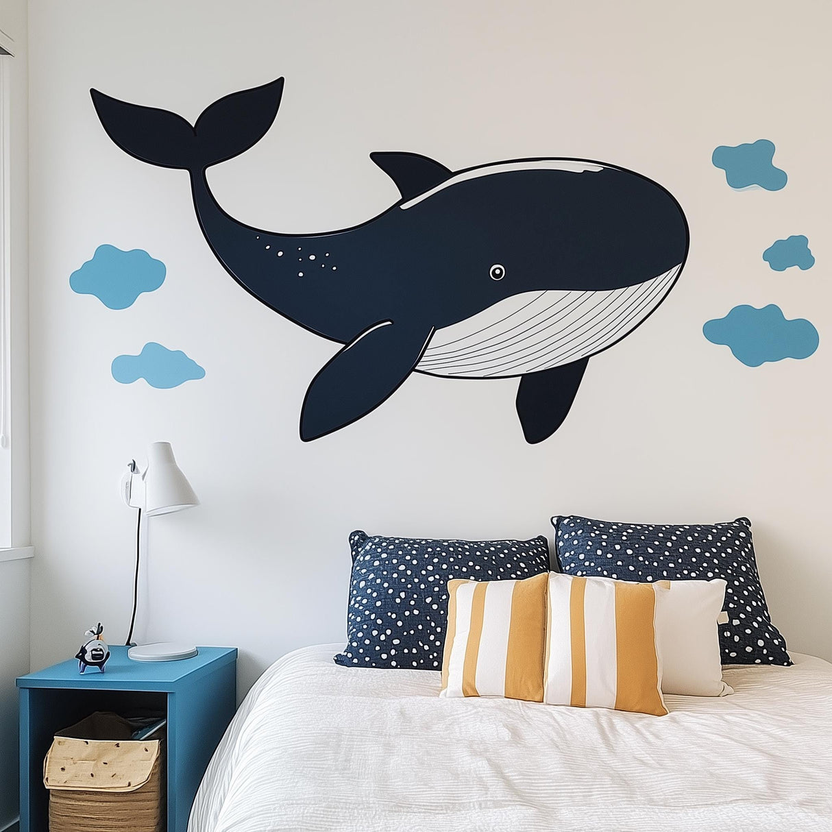 Whale Wall Decal displayed in a room setting.