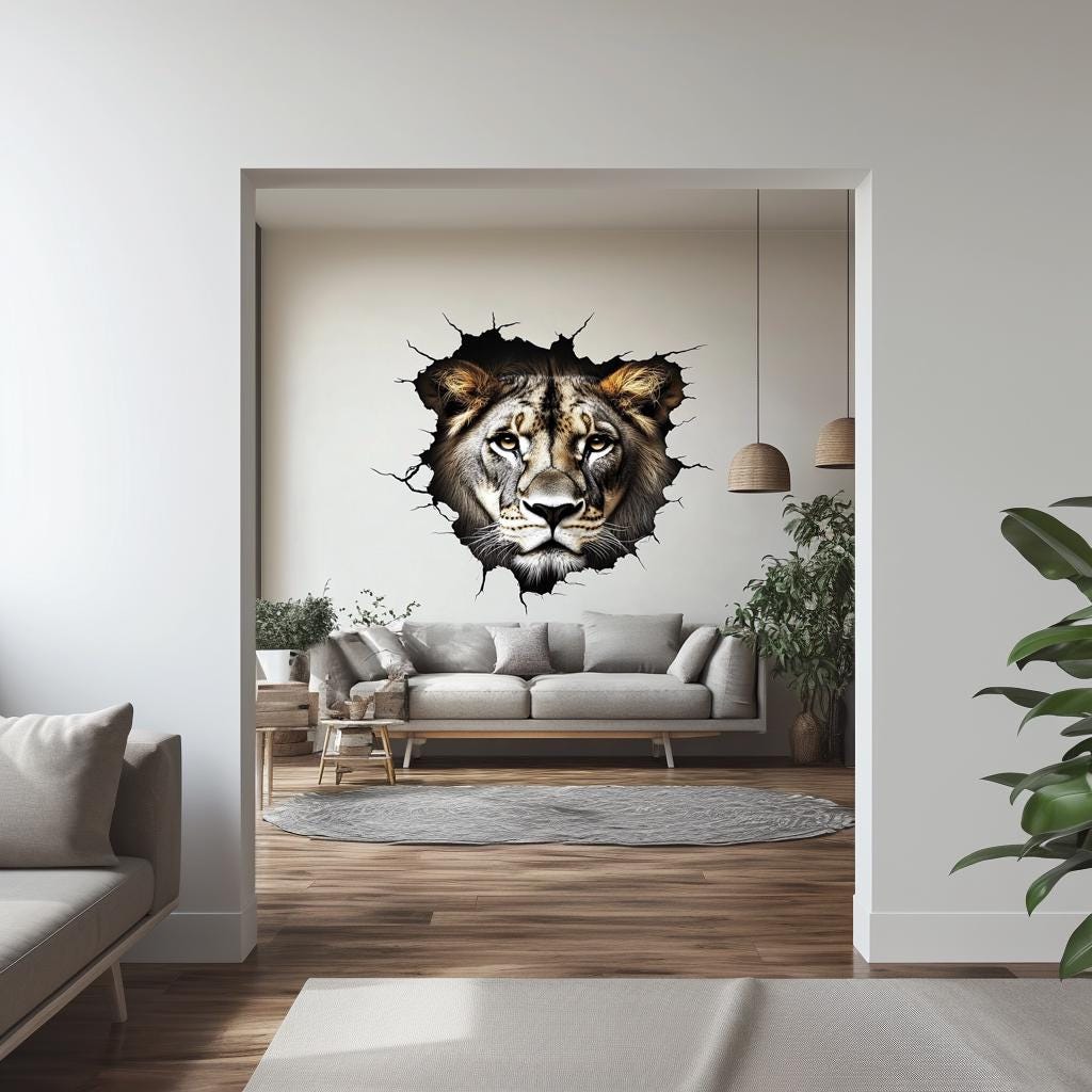 Additional product view of 3D Lion Wall Decal.