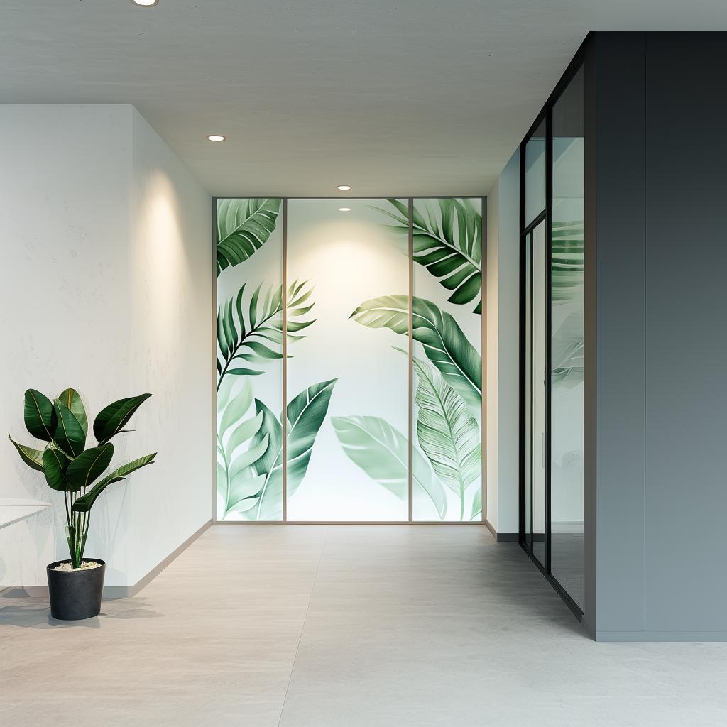 Additional product view of Tropical Leaf Frosted Glass Sticker.
