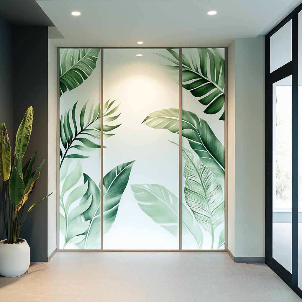 Alternate gallery view of Tropical Leaf Frosted Glass Sticker.