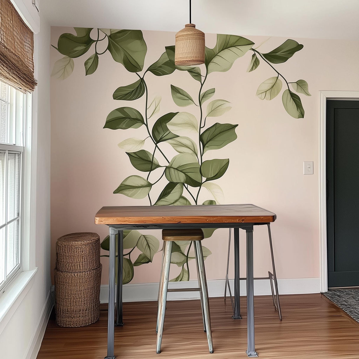 Vertical Leaf Wall Decal Sticker displayed in a room setting.