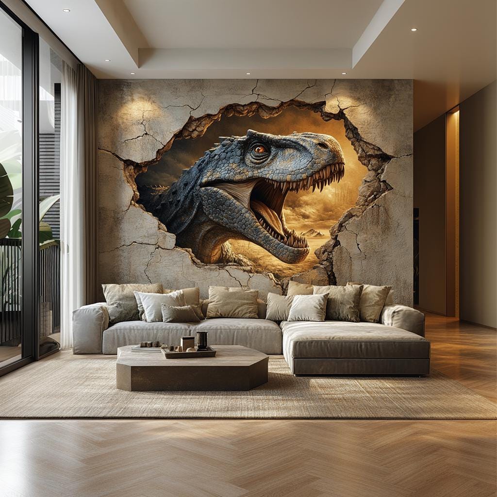 Alternate gallery view of 3D T-Rex Dinosaur Wall Mural.