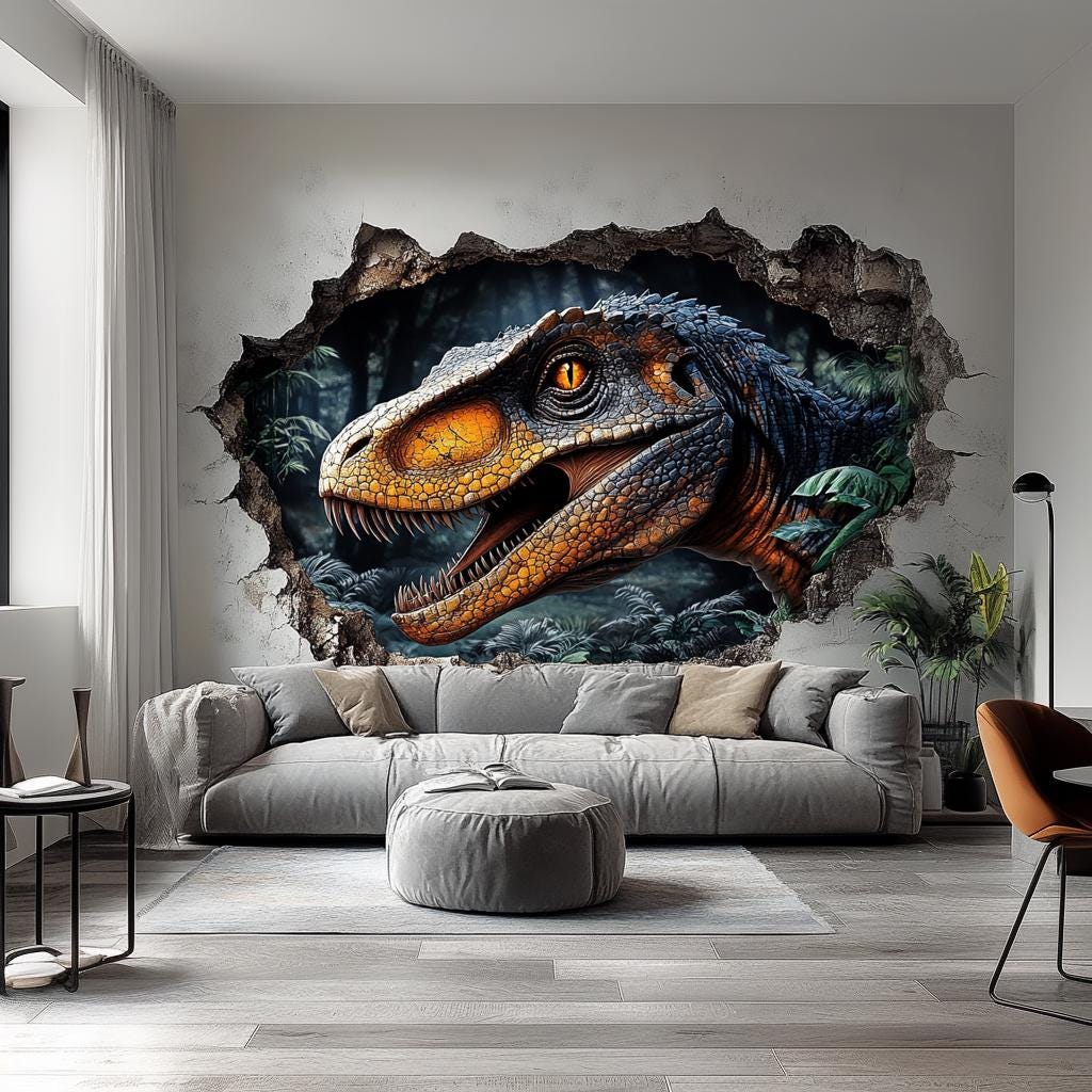 Alternate gallery view of 3D Dinosaur Wall Mural.