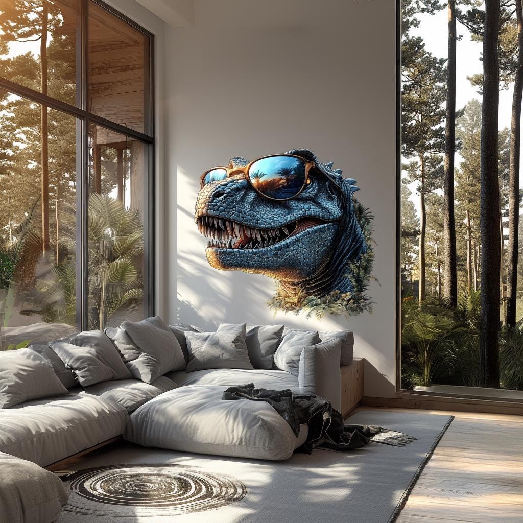 Additional product view of Dinosaur Wall Decal with Sunglasses.