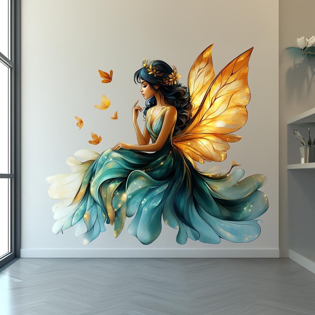 Magical Fairy Wall Decal displayed in a room setting.