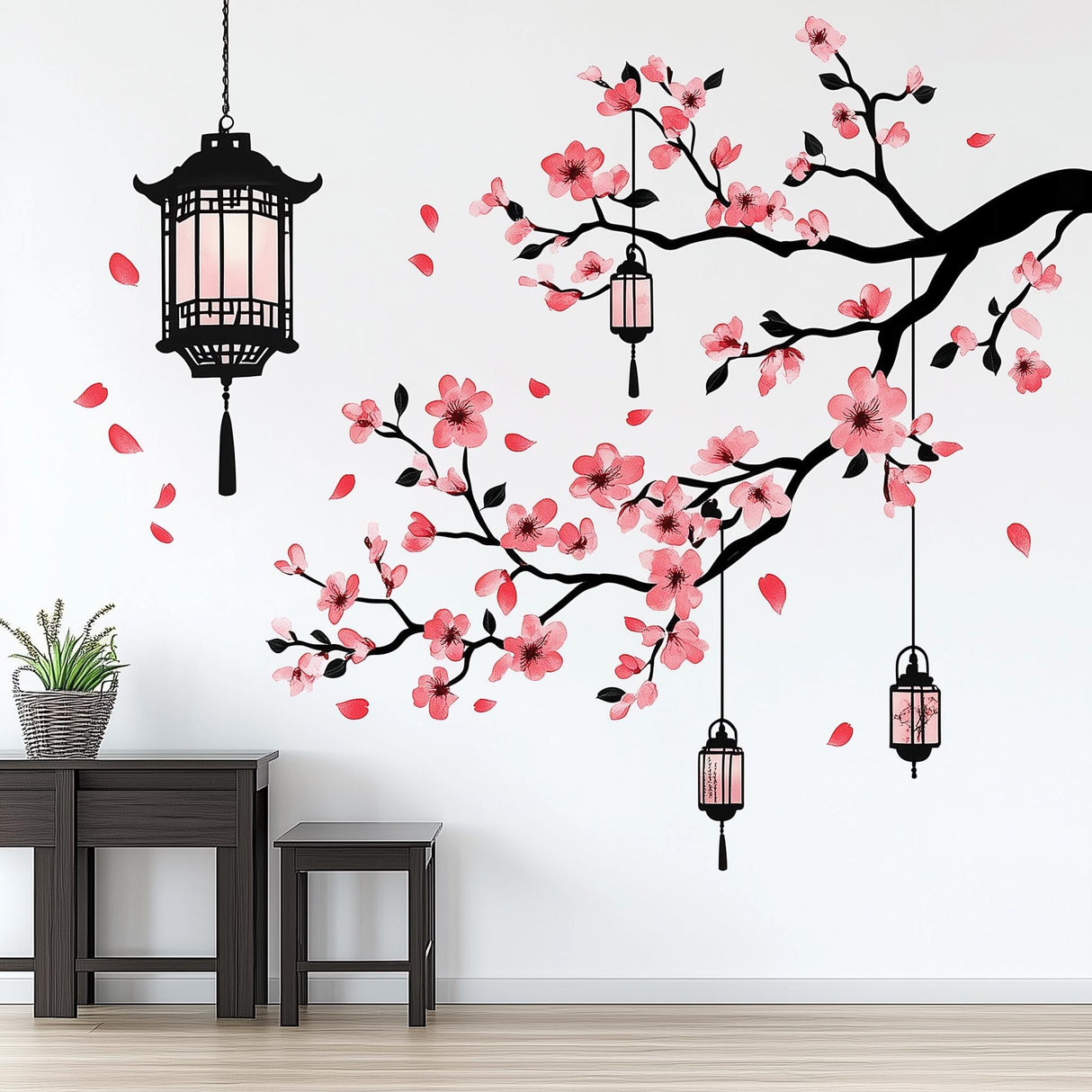 Cherry Blossom Wall Decal displayed in a room setting.