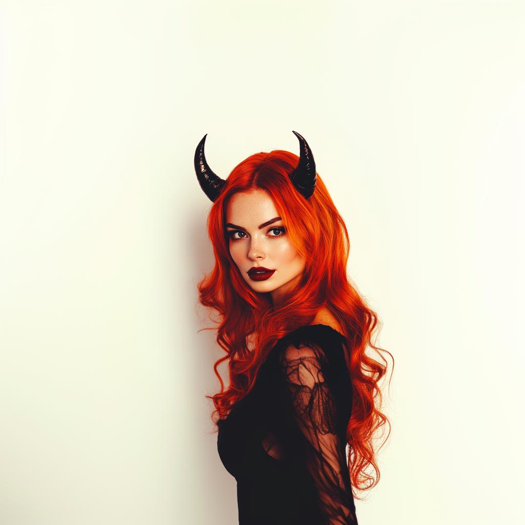 Alternate product presentation of 3D Printed Black Devil Horns Headband.