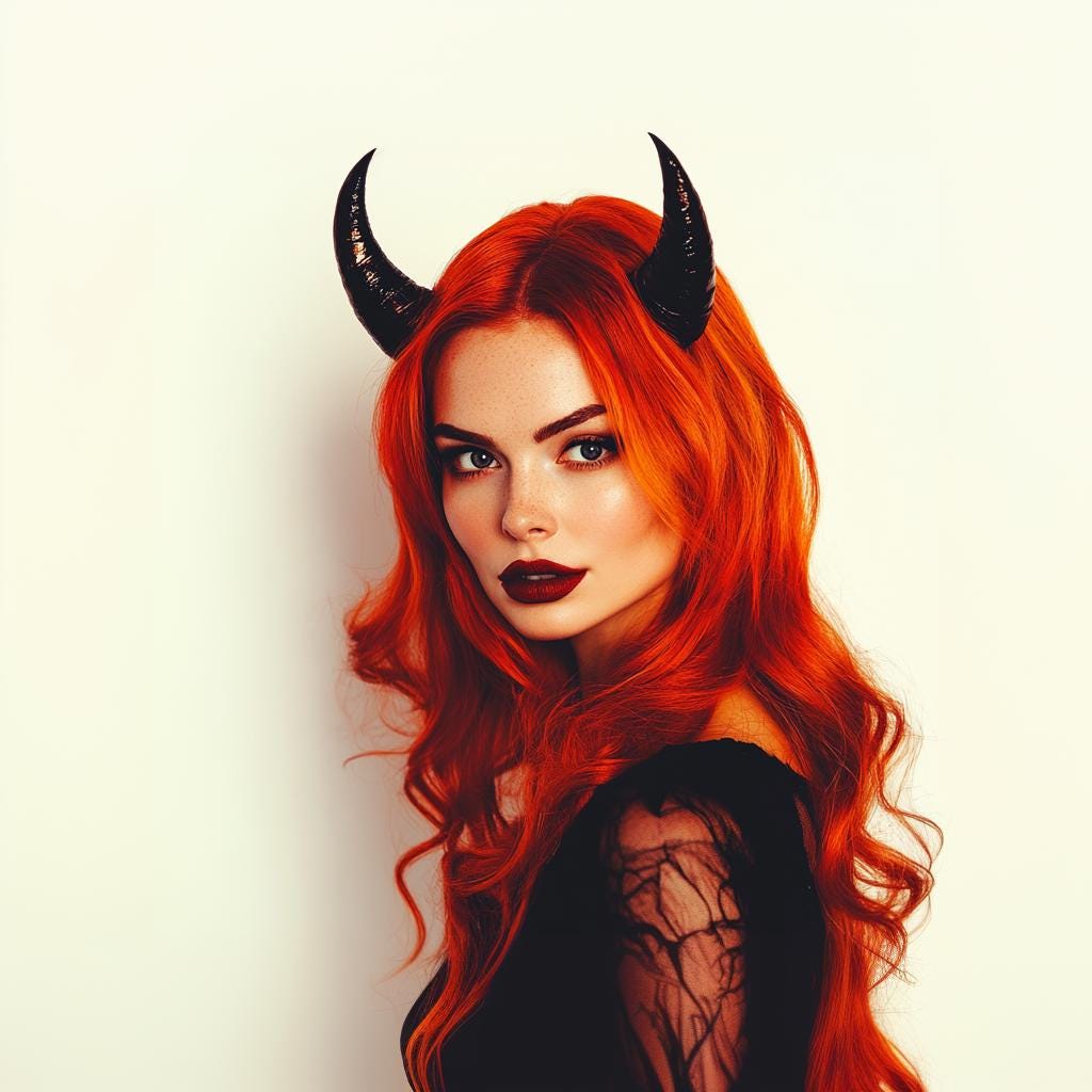 Product presentation view of 3D Printed Black Devil Horns Headband.