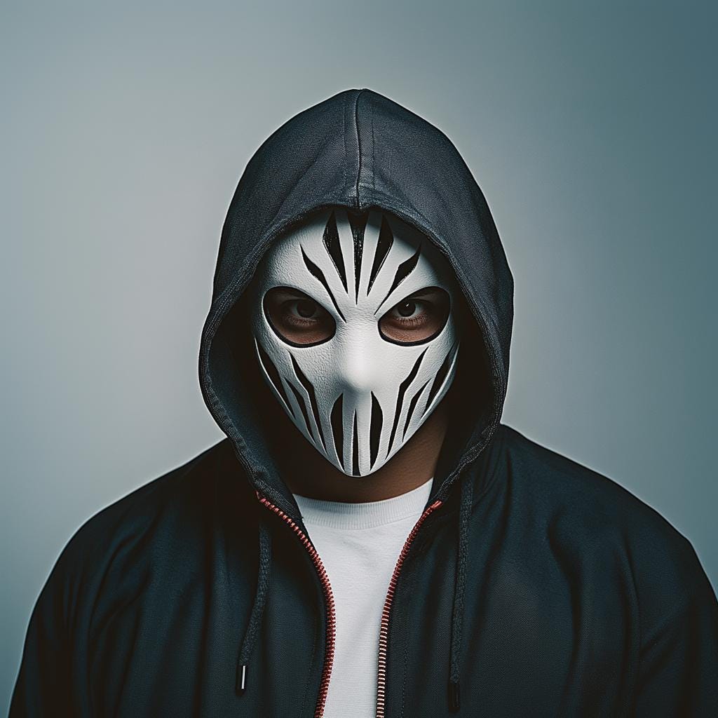 Alternate product presentation of 3D Printed Skull Assassin Mask.