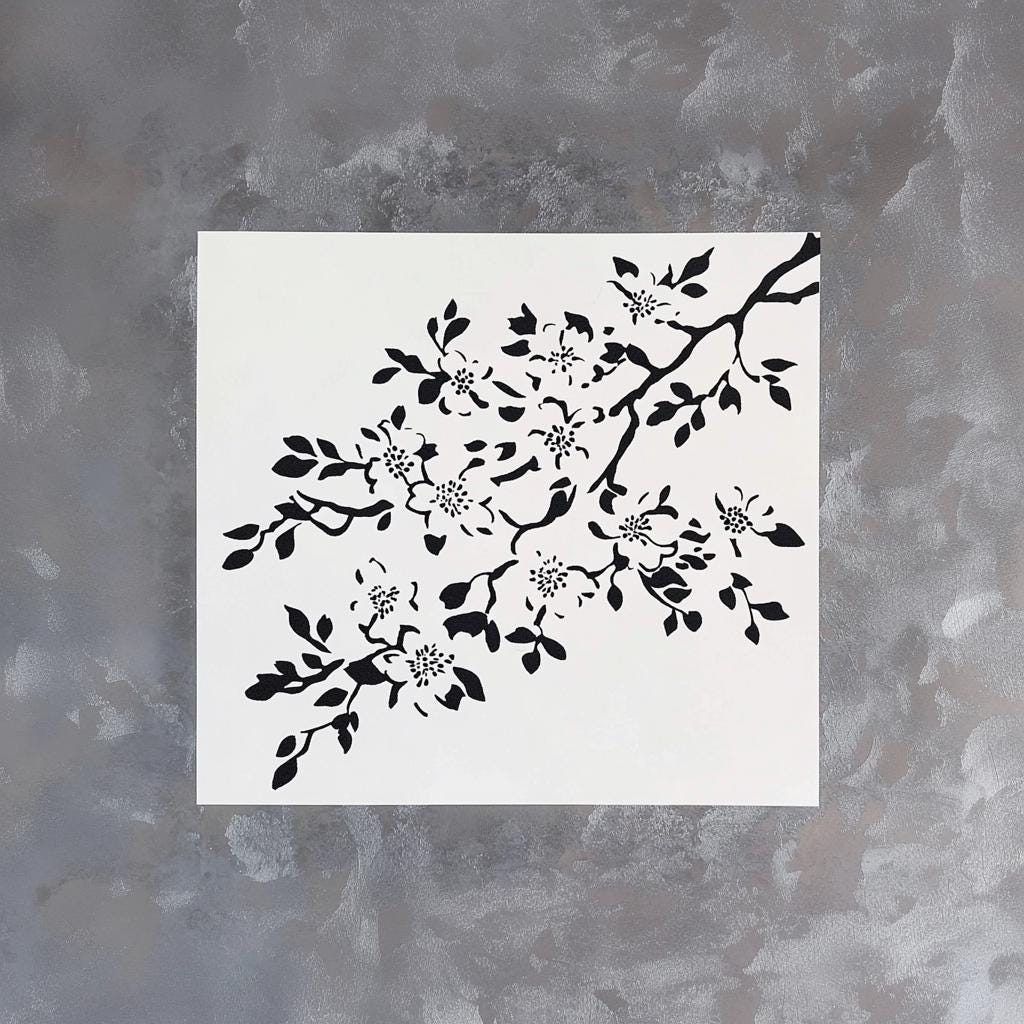 Product presentation view of Cherry Blossom Stencil.