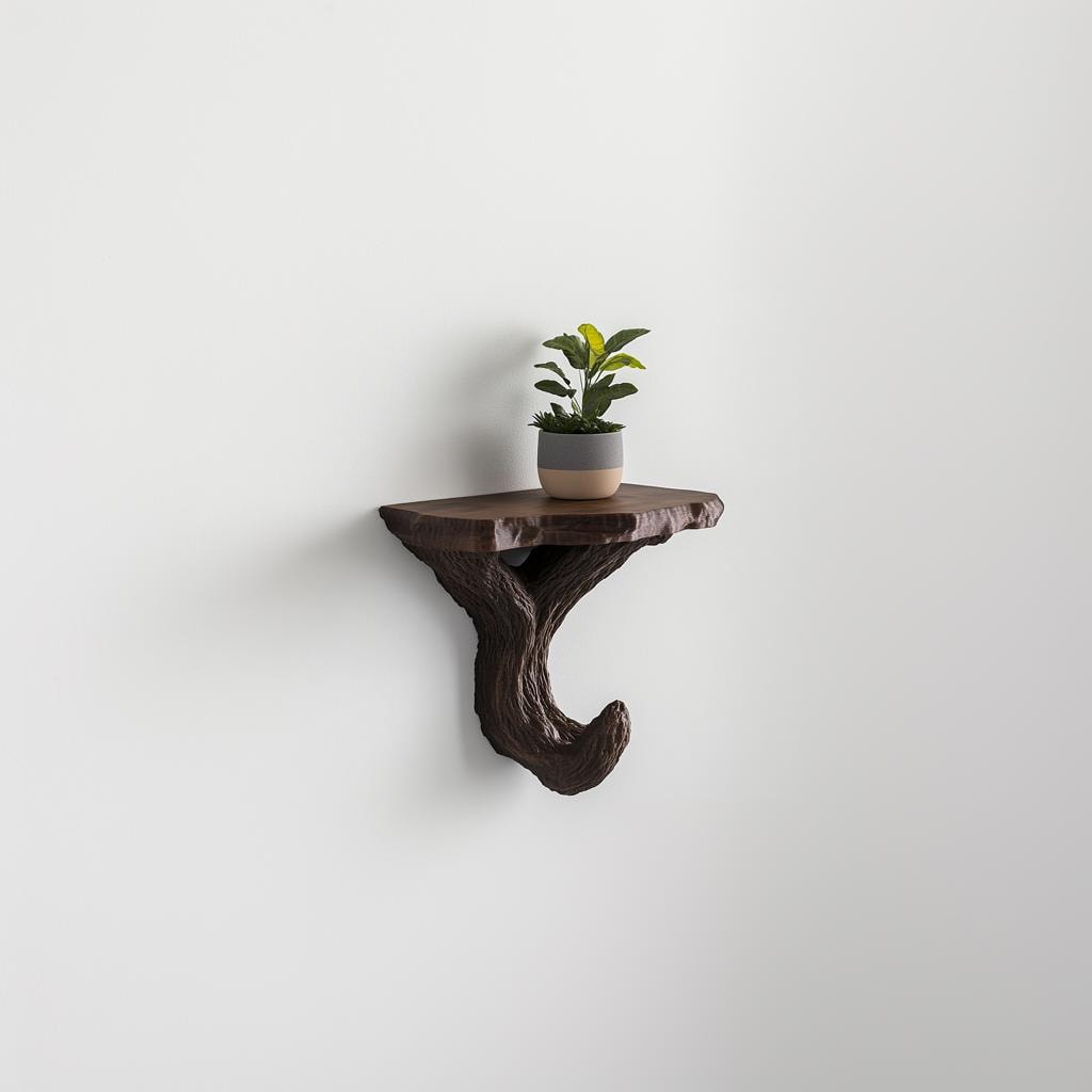 Additional product view of 3D Printed Black Branch Wall Shelf.