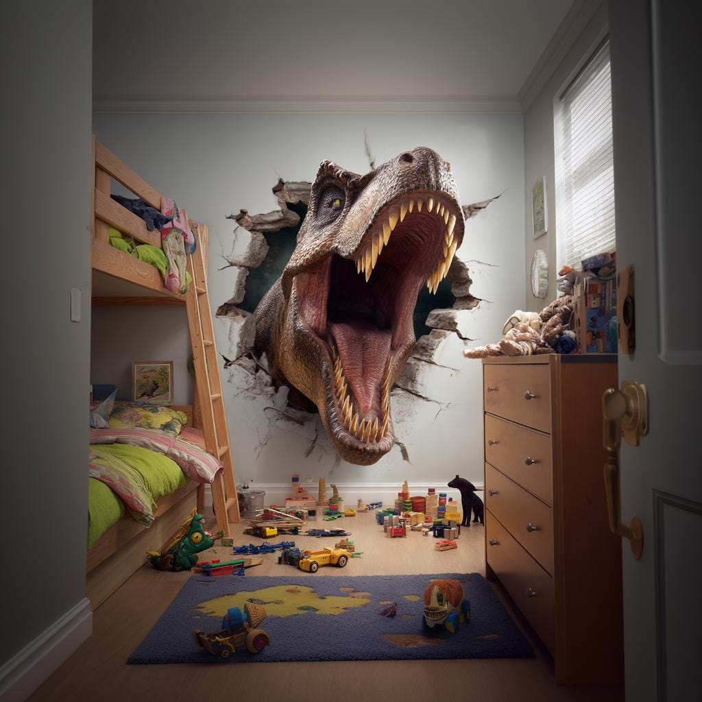 Product gallery view of T-Rex Wall Decal for Kids Room.