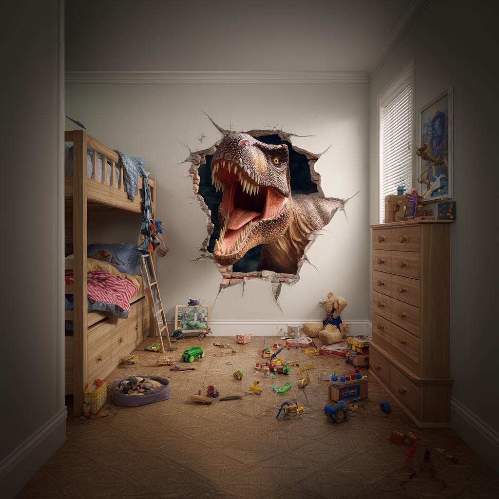 Additional product view of T-Rex 3D Wall Decal for Kids Room.