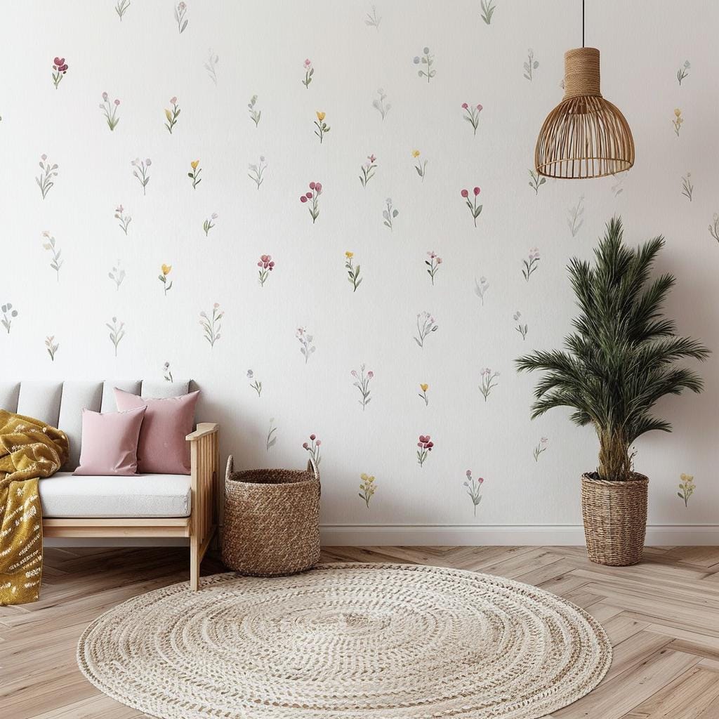 Product gallery view of 24x Watercolor Floral Wall Decals.
