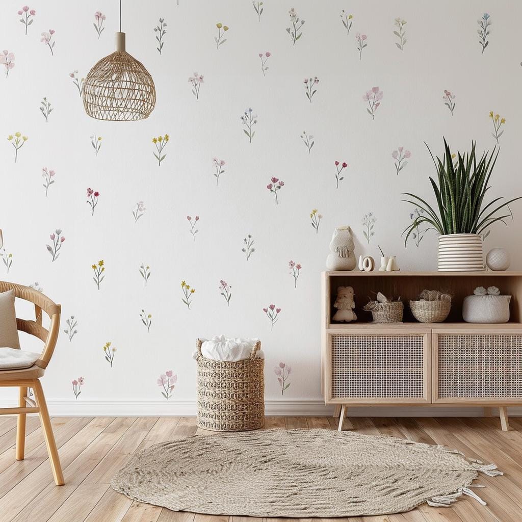 Additional product view of Watercolor Flower Wall Decals.