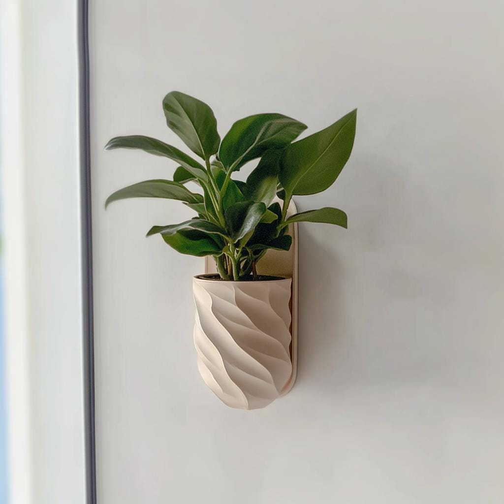 Product detail view of 3D Printed Wall Planter.