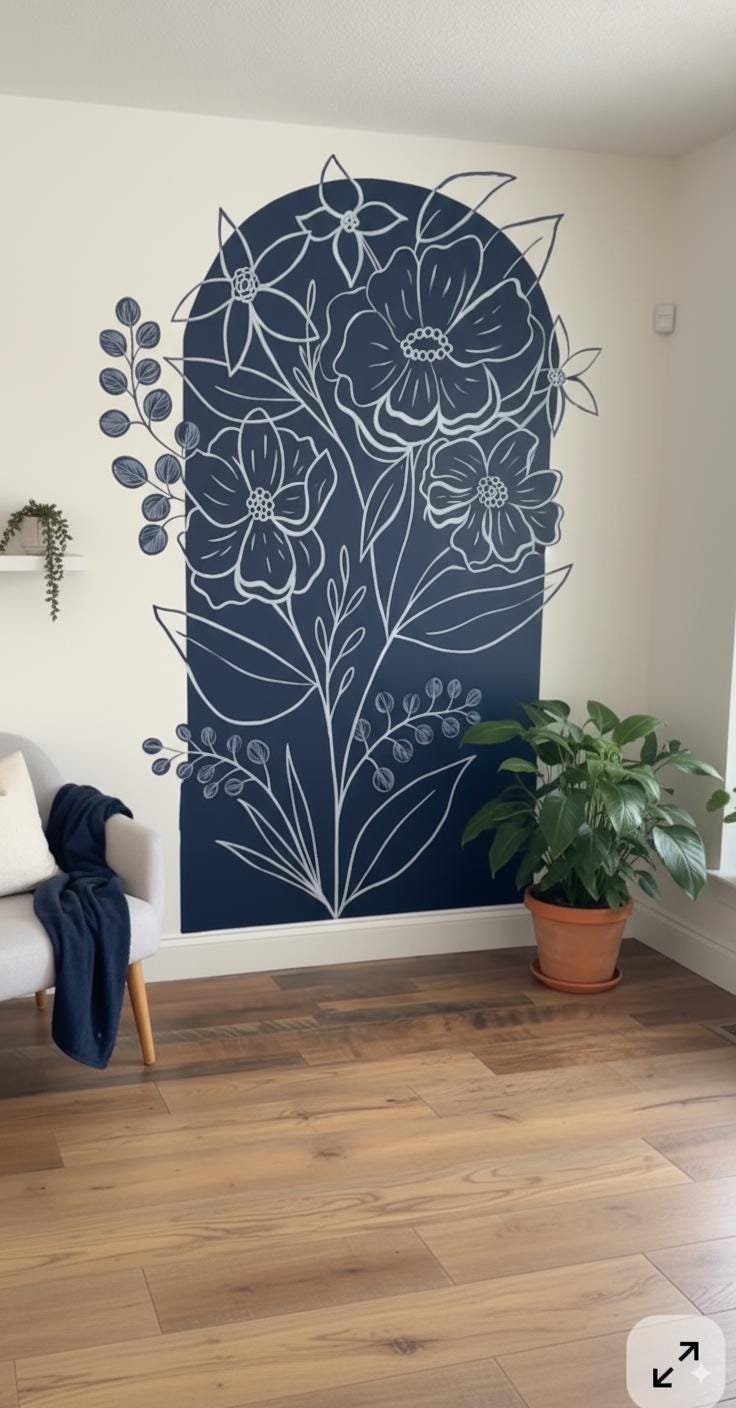 Product gallery view of Floral Wall Decal.