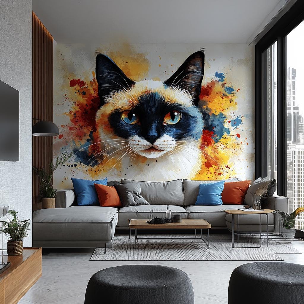 Alternate product view of Siamese Cat Wall Decal.