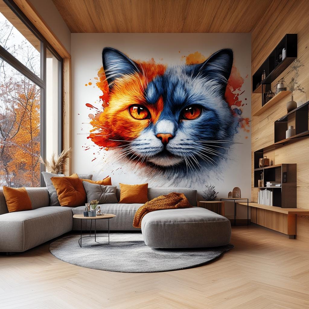 Product gallery view of Cat Face Wall Decal.