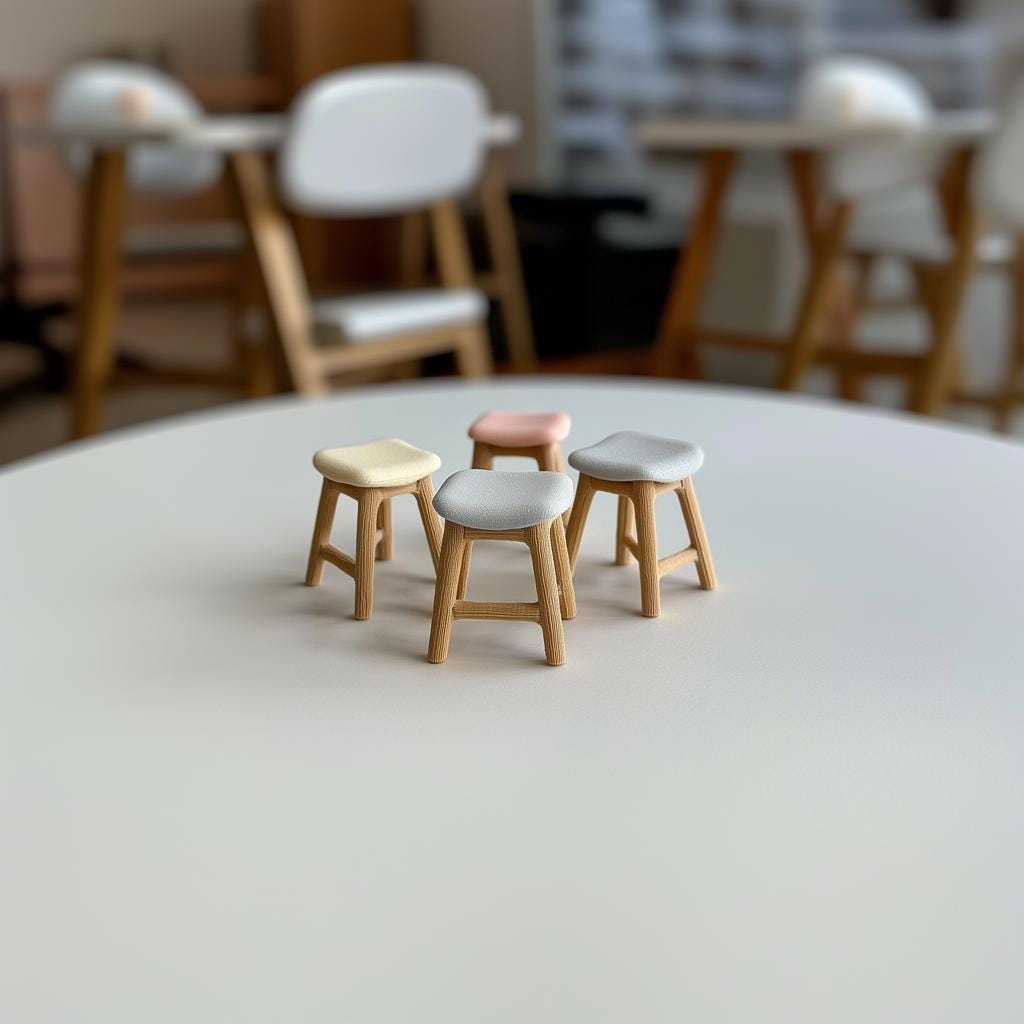 Alternate product presentation of 3D Printed 1:12 Dollhouse Stool Set of 4.