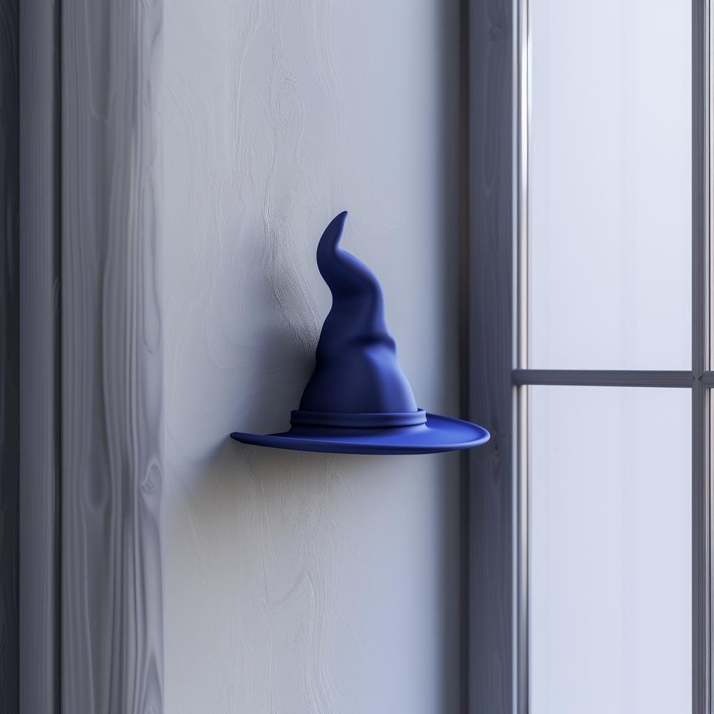 Alternate product view of 3D Printed Pointed Wizard Hat Wall Shelf.