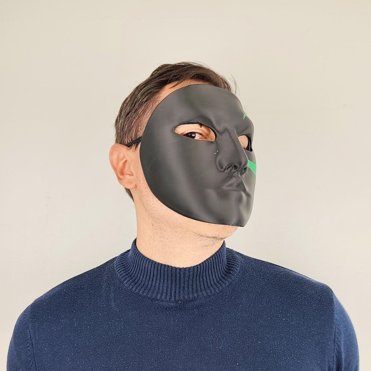 Alternate gallery view of 3D Printed Black Full Face Cosplay Mask.