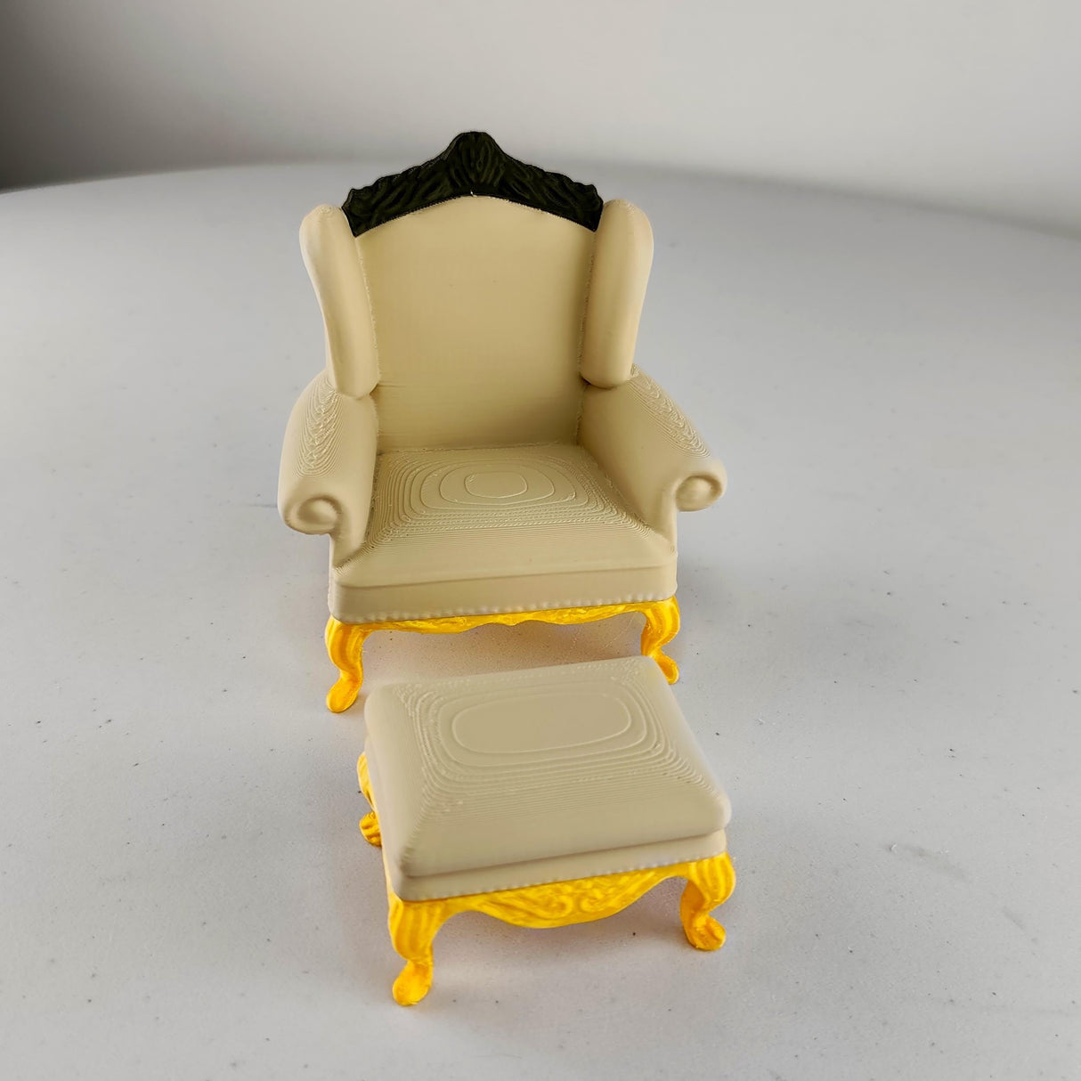 Additional product view of 3D Printed 1:12 Victorian Chair and Ottoman.