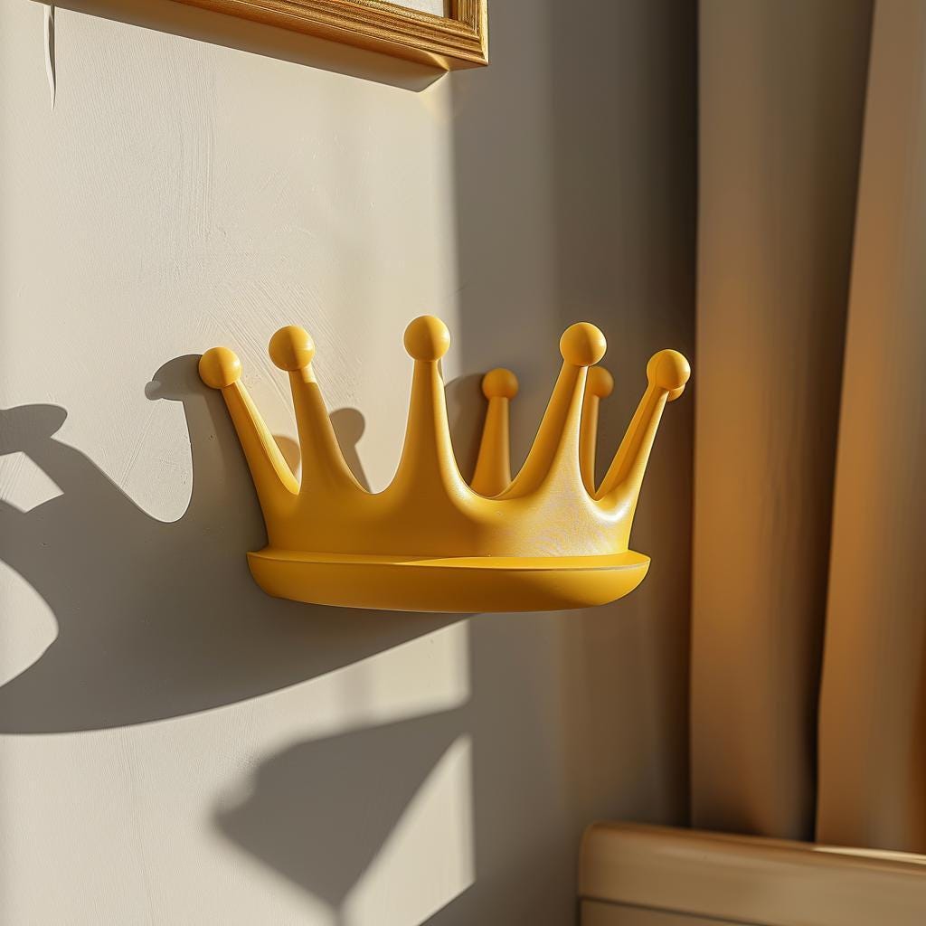 Product gallery view of 3D Printed Modern Crown Wall Shelf.