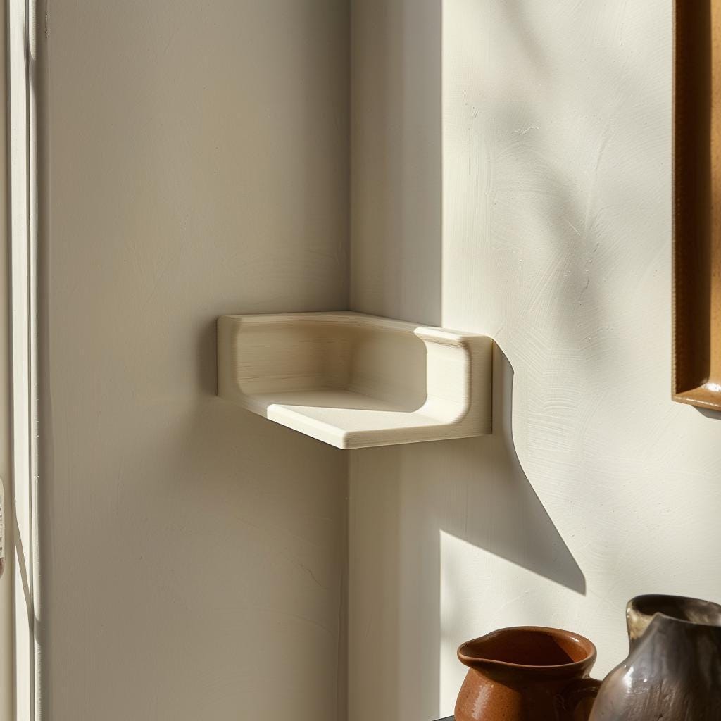 Product gallery view of 3D Printed Corner Display Wall Shelf.