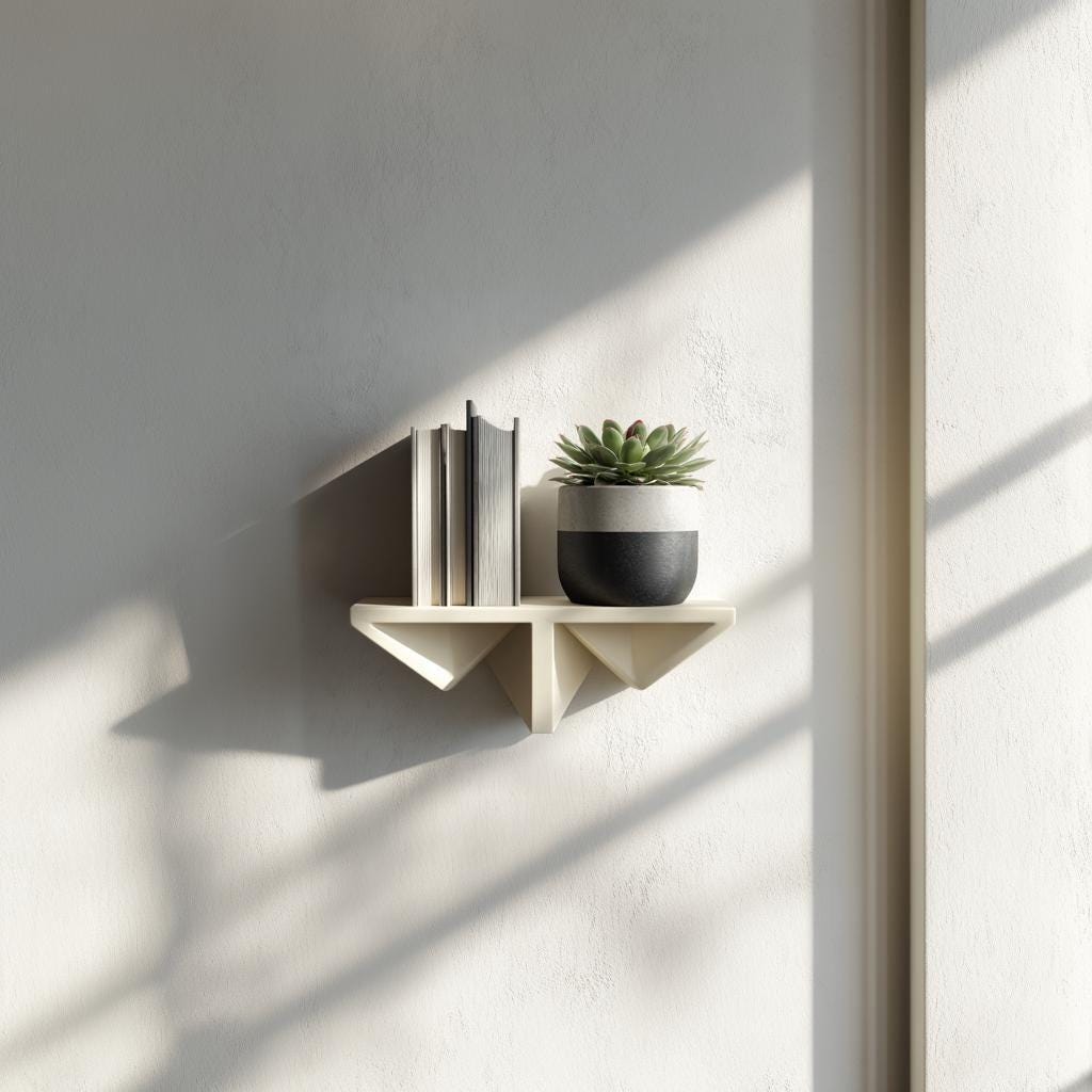 3D Printed Geometric Book Wall Shelf shown in the product image.