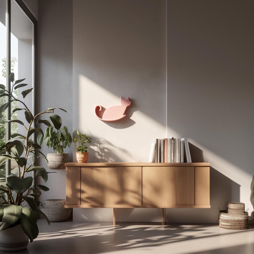 3D Printed Cat Silhouette Wall Shelf shown in the product image.
