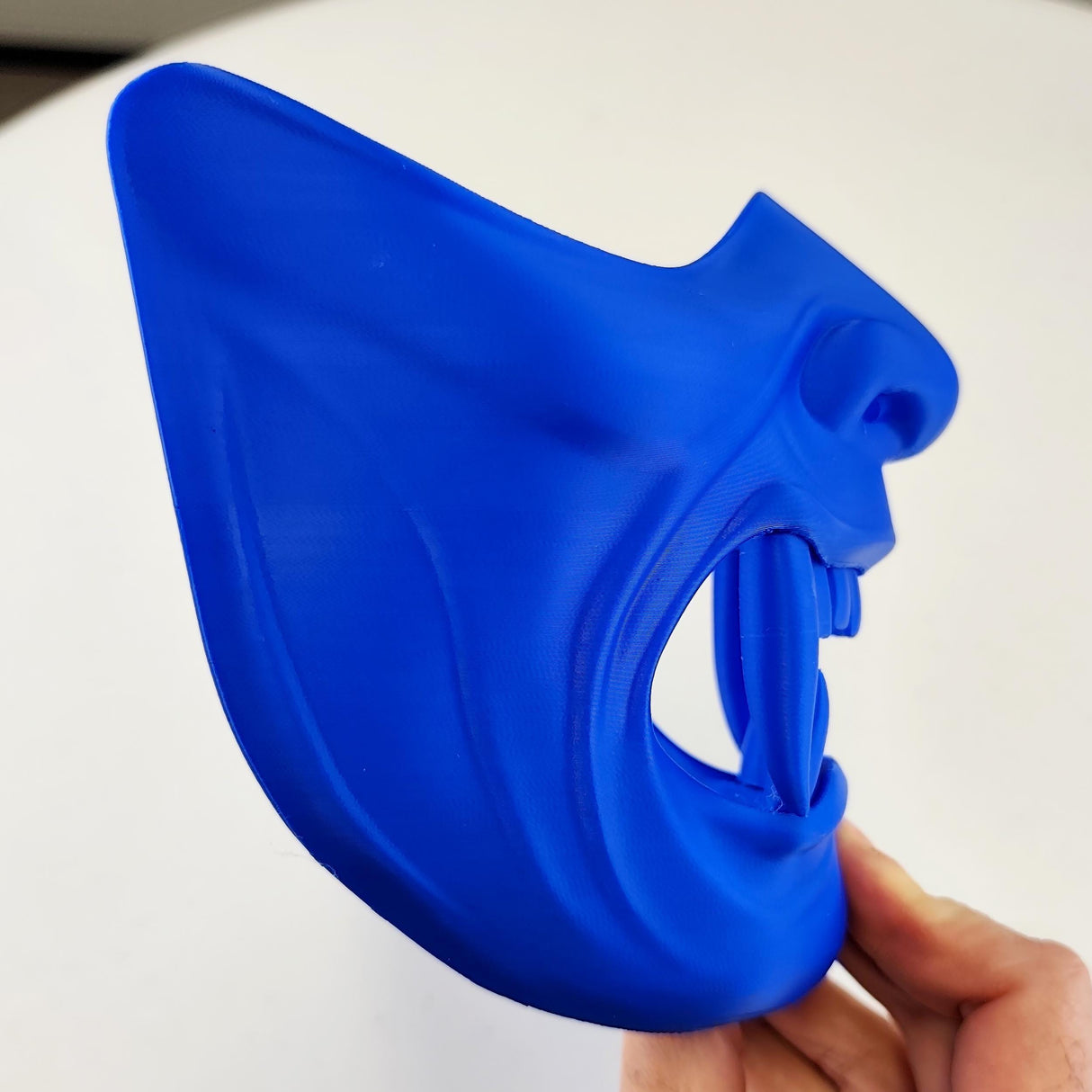 Product detail view of 3D Printed Oni Samurai Half Face Mask.