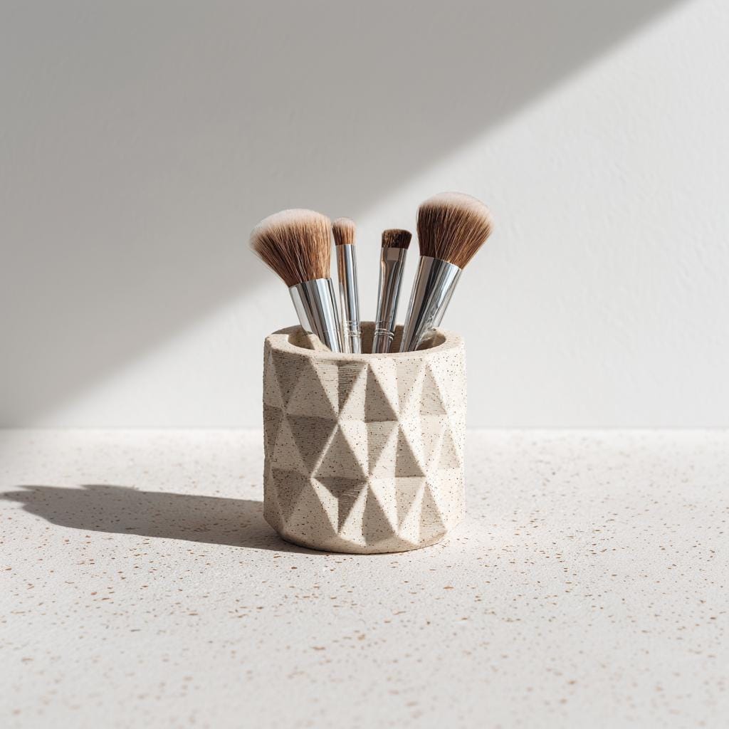 Additional product view of 3D Printed Geometric Brush and Pen Holder.