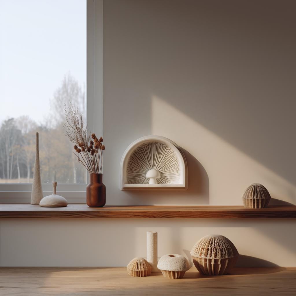 Additional product view of 3D Printed Mushroom Niche Wall Shelf.