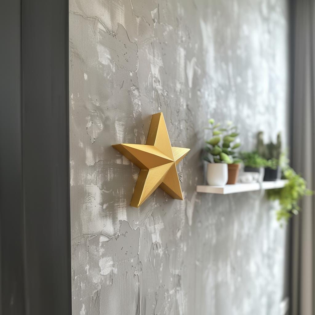 Alternate product view of 3D Printed Geometric Star Wall Sculpture.