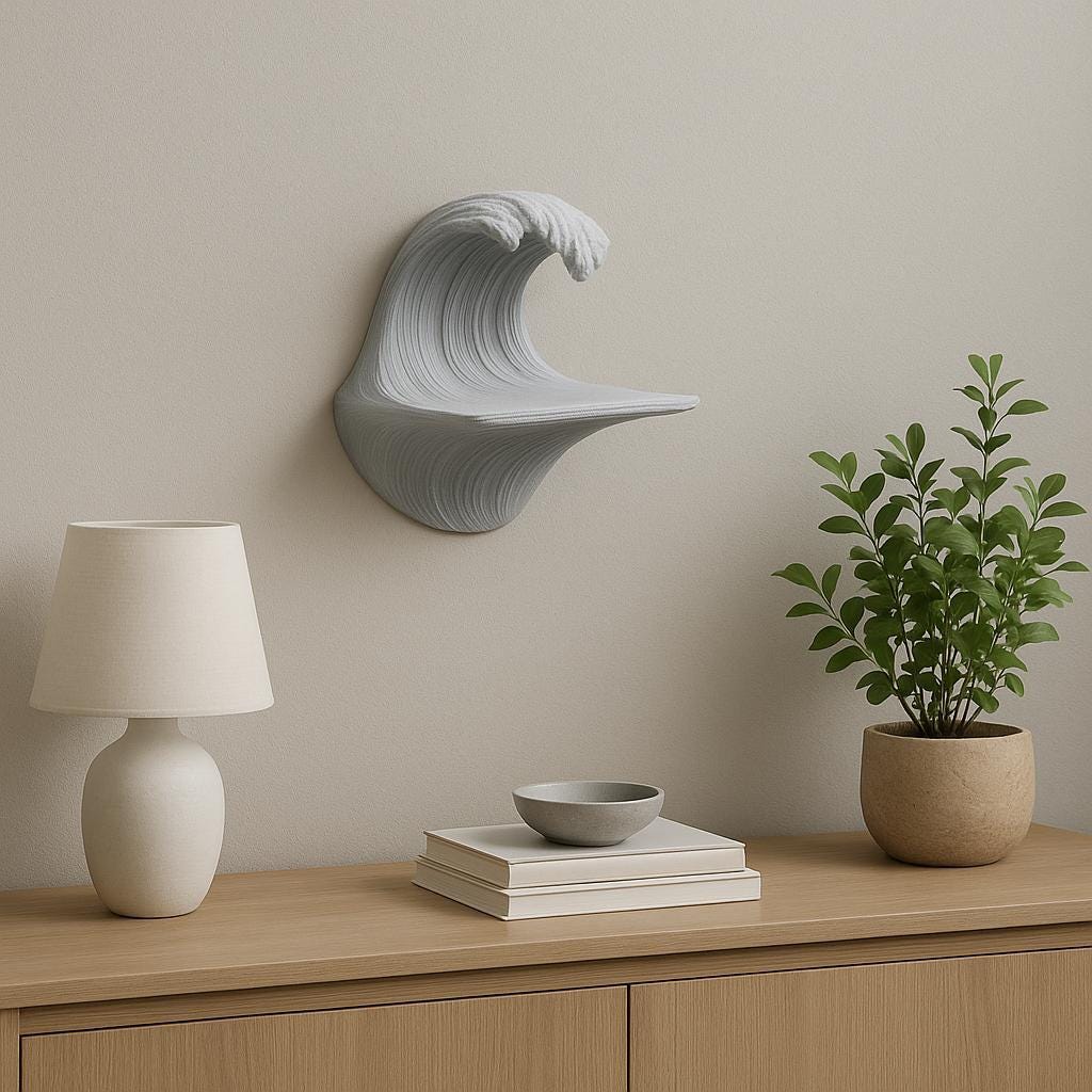 Additional product detail of 3D Printed Ocean Wave Wall Shelf.