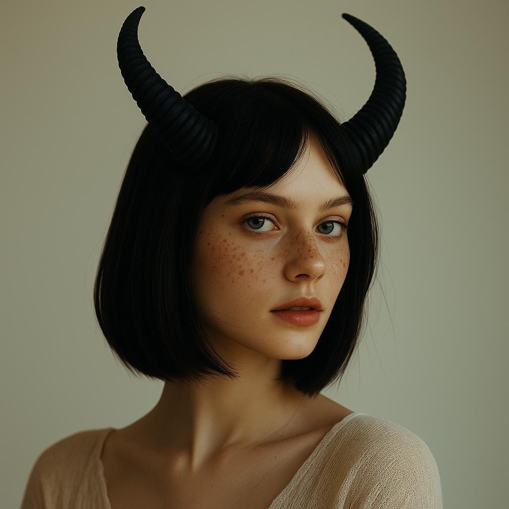 Alternate product presentation of Subtle 3D Printed Demon Horns.