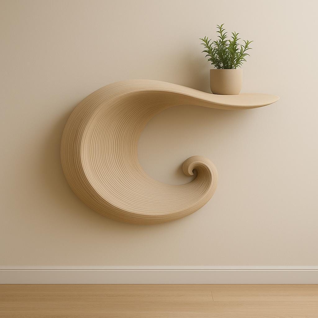 Additional product detail of 3D Printed Wave Wall Shelf.
