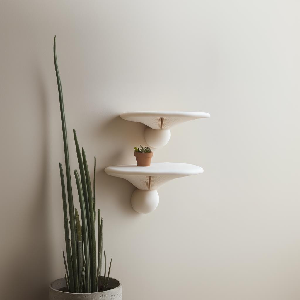 Additional product view of 3D Printed Honey Mushroom Shelf Pair.