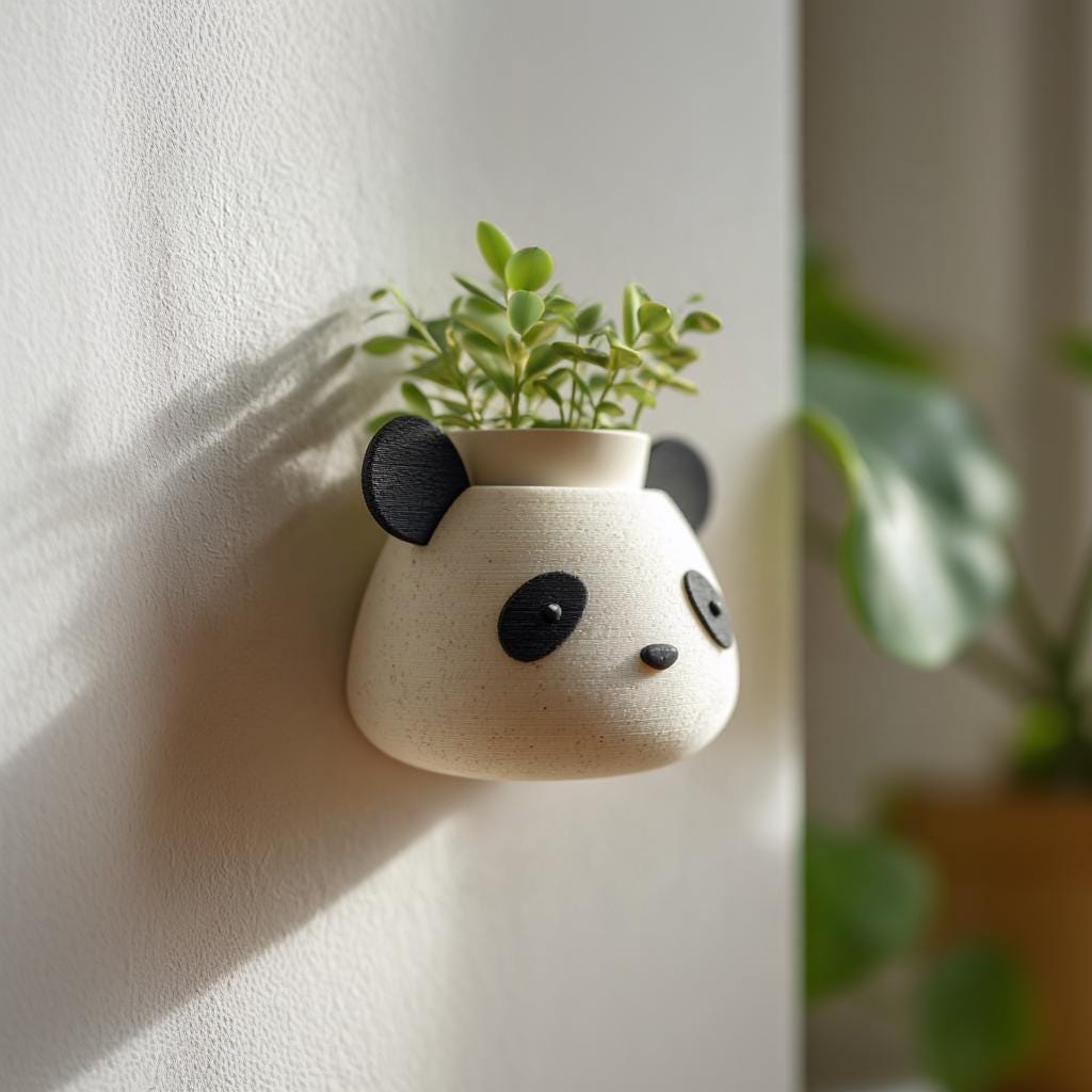 Product gallery view of 3D Printed Panda Wall Planter.
