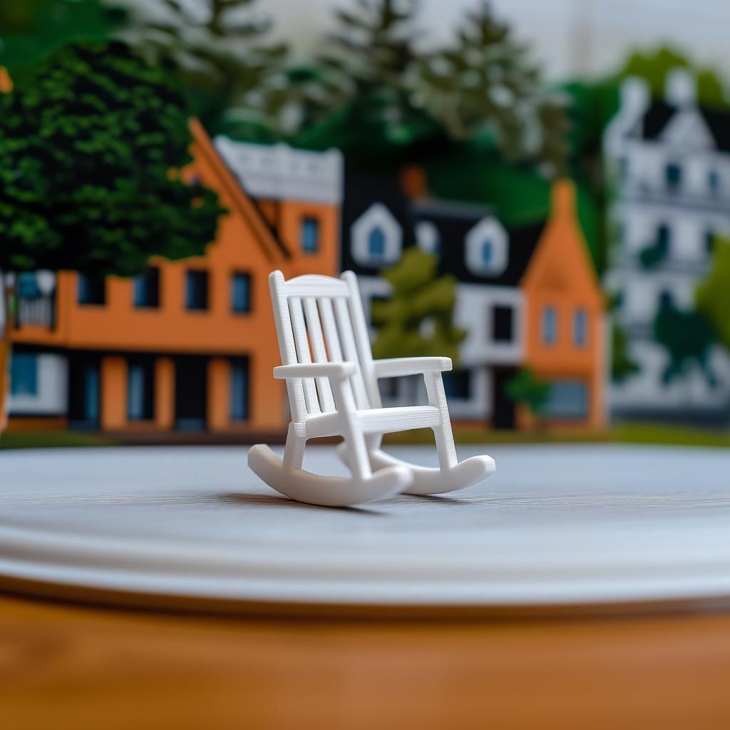 Alternate product view of 3D Printed 1:12 Slatted Rocking Chair.