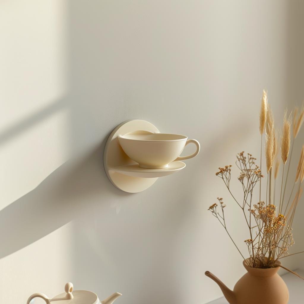 Product gallery image 3 of 3D Printed Teacup Wall Shelf.