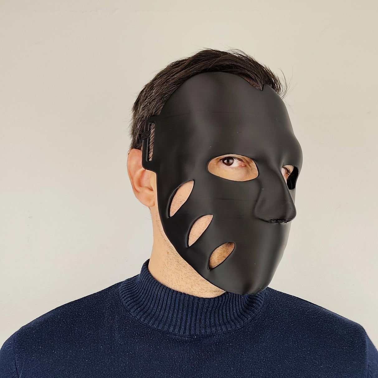 Additional product view of 3D Printed Black Horror Cosplay Mask.