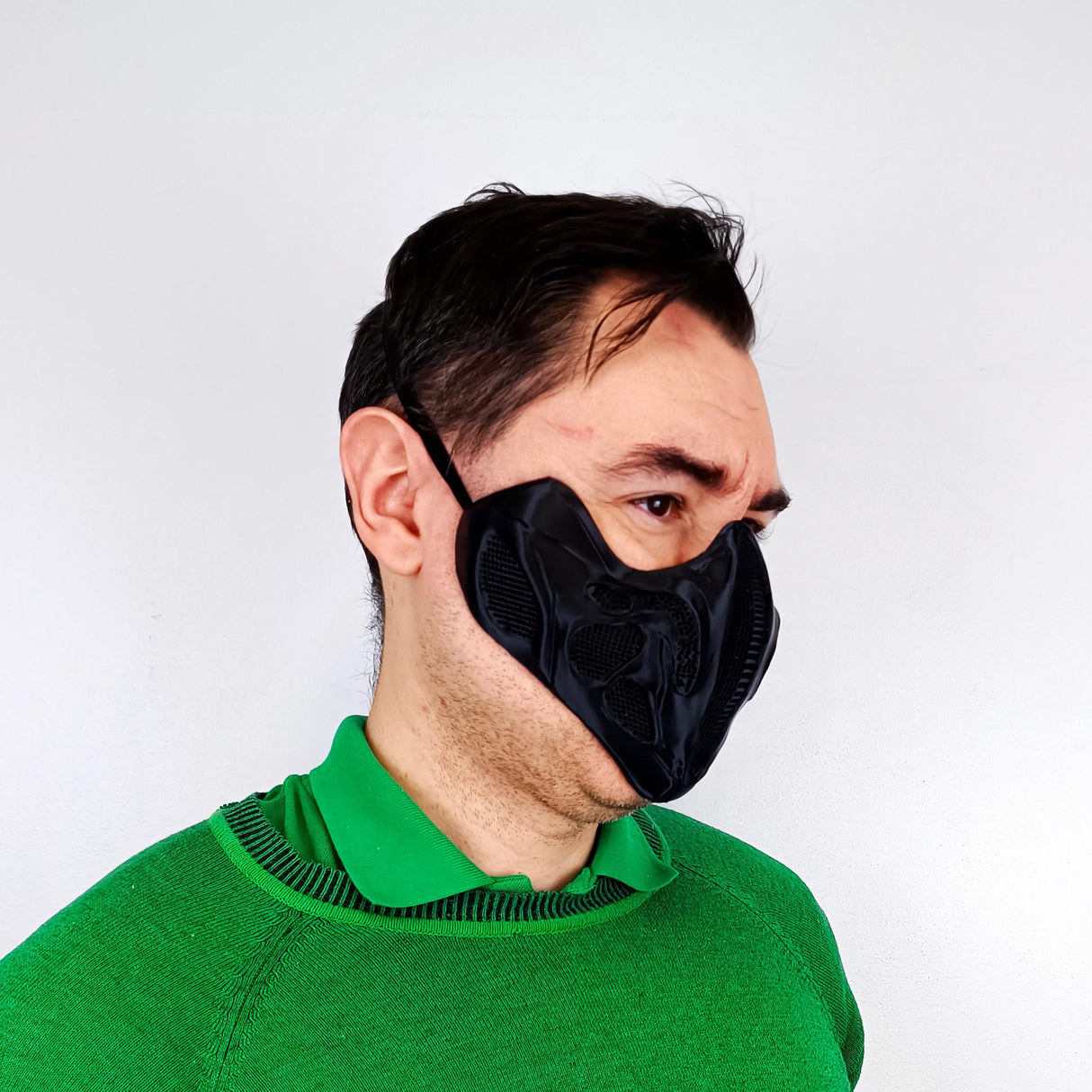 Product detail view of 3D Printed Cyberpunk Mask.