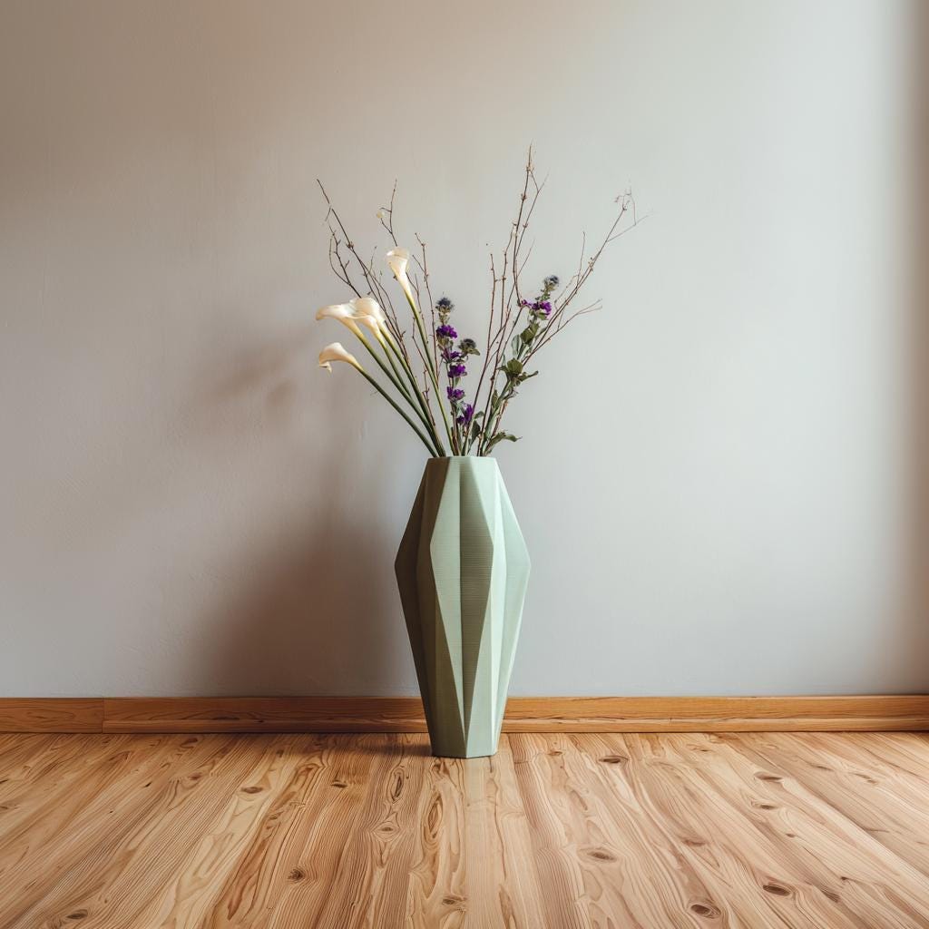 Additional product view of 3D Printed Faceted Dry Flower Vase.