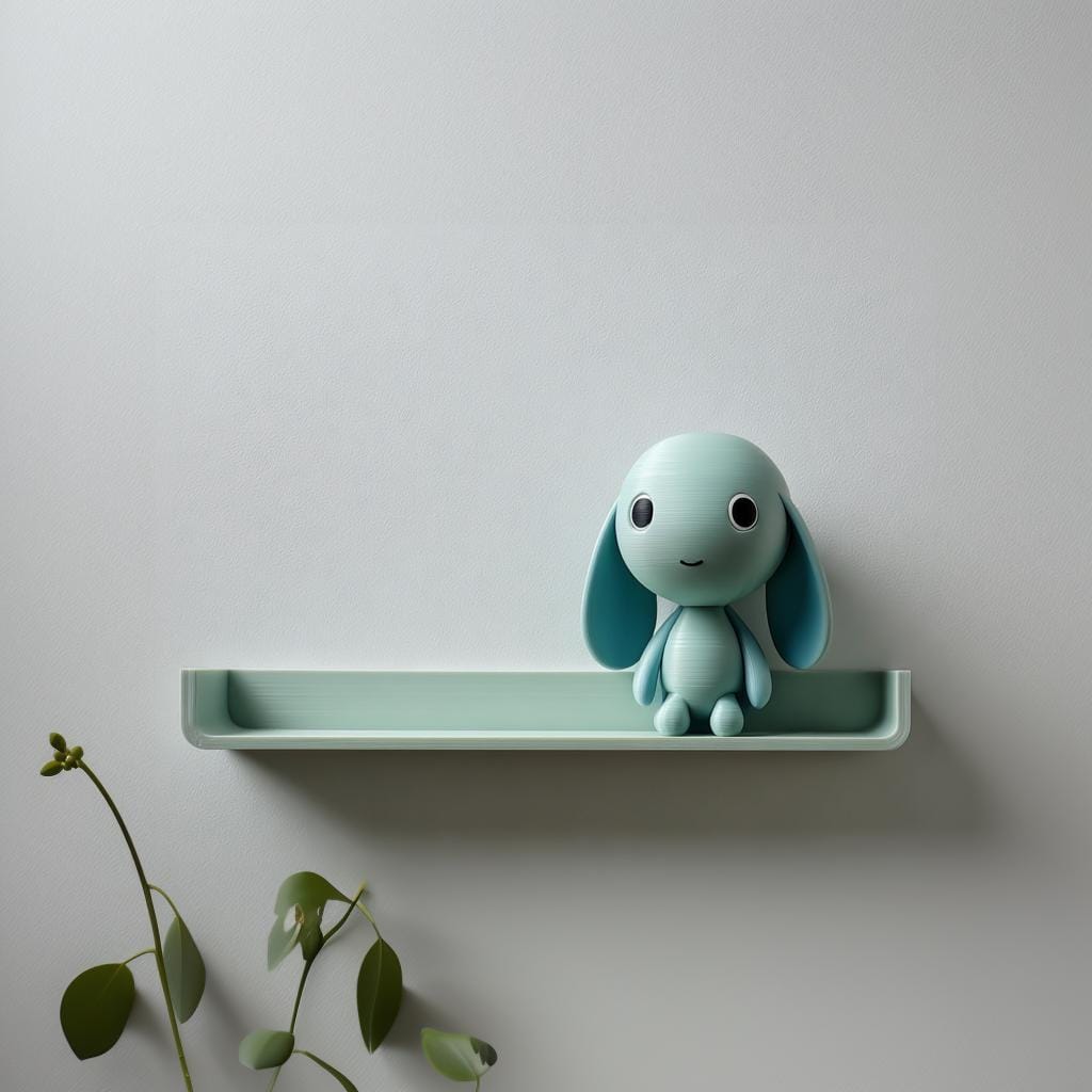 Product gallery view of 3D Printed Playful Bunny Wall Shelf.