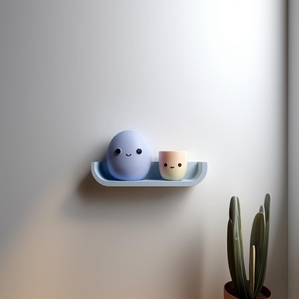 Alternate product view of 3D Printed Egg Friends Wall Shelf.