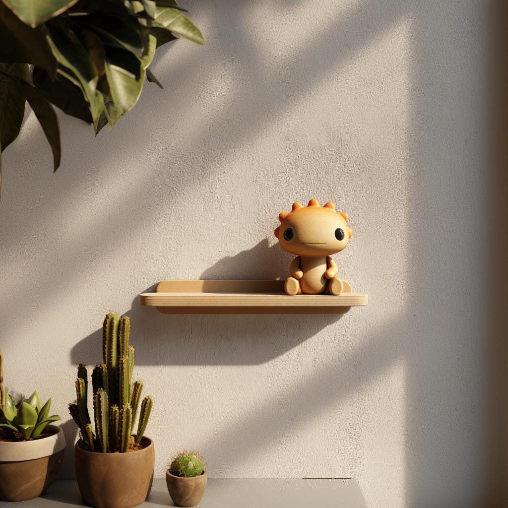 Alternate product view of 3D Printed Sun Critter Wall Shelf.