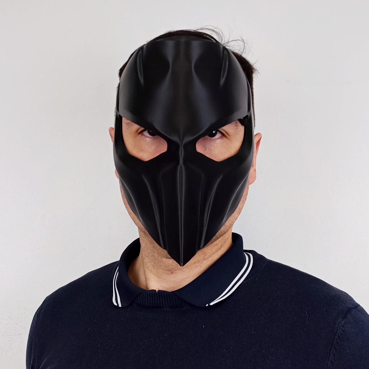 Additional product detail of 3D Printed Tactical Supervillain Mask.
