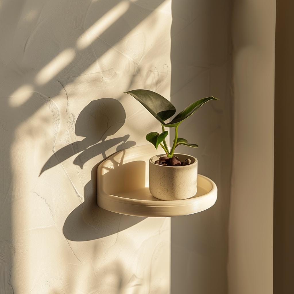 Product gallery view of 3D Printed Curved Round Wall Shelf.